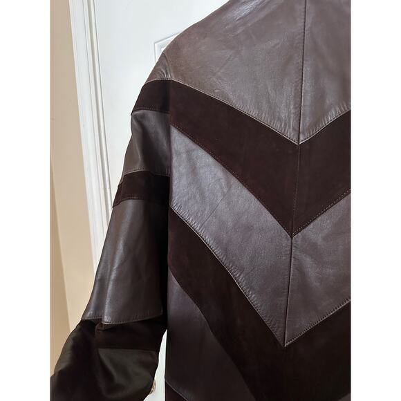 Vintage Leather Coat Womens XL Dolman Sleeve Suede Chocolate Brown Oversized - Picture 8 of 10